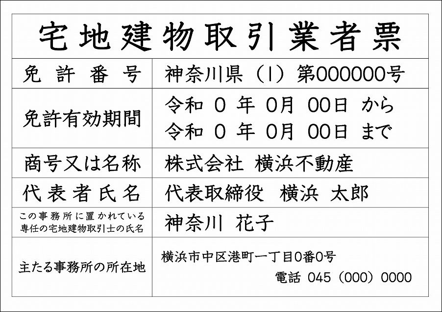 宅地建物取引業者票